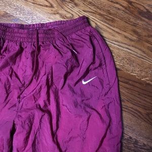 Vtg Nike Red Maroon Windbreaker Track Pants Nylon